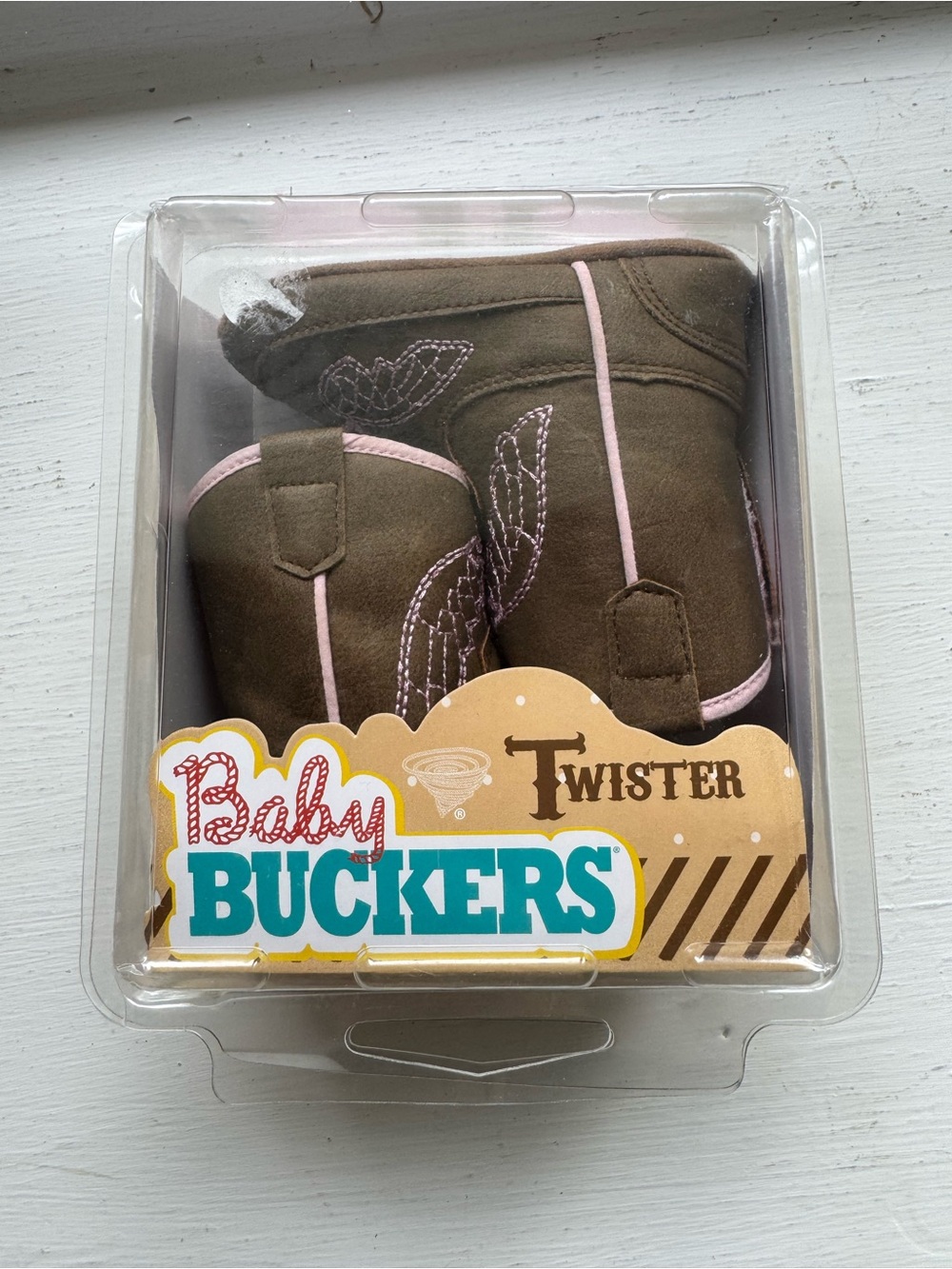 Twister Baby Buckers Brown & Pink Baby Booties